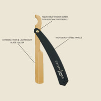 Turkish Razor | Matte Black Handle | Gold Blade Holder