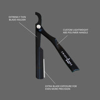 Exposed Blade Turkish Razor | Black Handle | Black Blade Holder